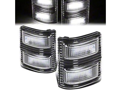 Towing Mirror White LED Turn Signal Lights; Black (11-16 F-350 Super Duty)