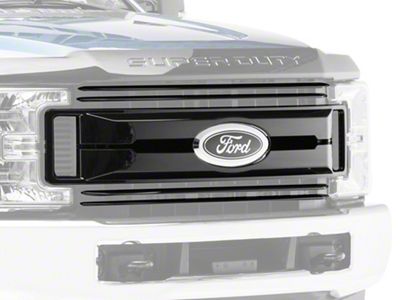 Chrome Delete Upper Grille Overlay; Gloss Black (17-19 F-350 Super Duty XL, XLT)