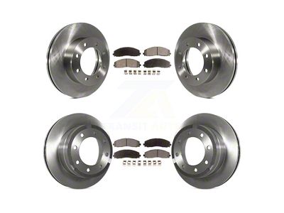 Vented 8-Lug Brake Rotor and Ceramic Pad Kit; Front and Rear (13-22 4WD F-350 Super Duty SRW)