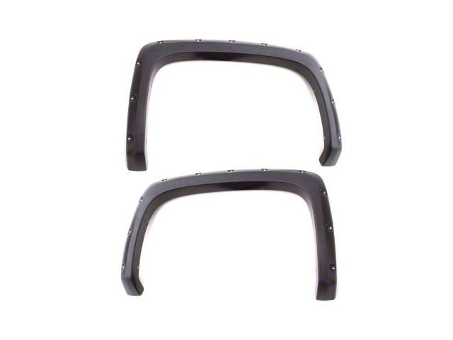 Elite Series Rivet Style Fender Flares; Rear; Smooth Black (17-22 F-350 Super Duty SRW)