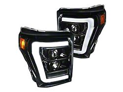 LED C-Bar Projector Headlights; Jet Black Housing; Clear Lens (11-16 F-350 Super Duty)