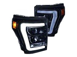 LED C-Bar Projector Headlights; Gloss Black Housing; Smoked Lens (11-16 F-350 Super Duty)