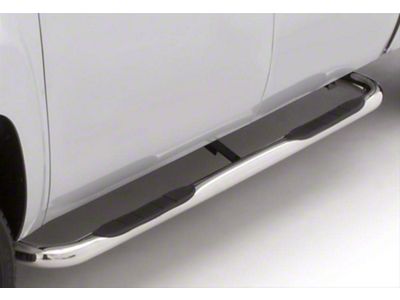 3-Inch Round Bent Nerf Side Step Bars; Polished Stainless (11-16 F-350 Super Duty Regular Cab)