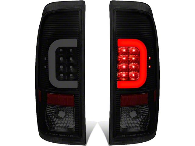 Red L-Bar LED Tail Lights; Black Housing; Smoked Lens (11-16 F-350 Super Duty)