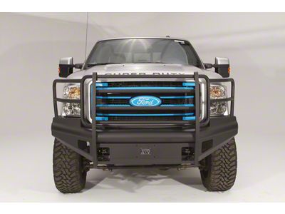 Fab Fours Black Steel Elite Front Bumper with Full Guard and Tow Hooks; Matte Black (08-10 F-250 Super Duty)