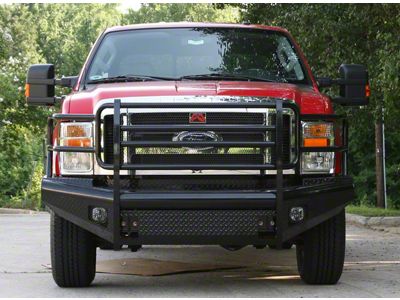 Fab Fours Black Steel Front Ranch Bumper with Full Guard and Tow Hooks; Gloss Black (08-10 F-250 Super Duty)