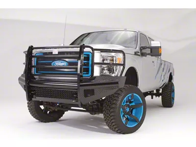 Fab Fours Black Steel Front Ranch Bumper with Full Guard and Tow Hooks; Gloss Black (99-04 F-250 Super Duty)