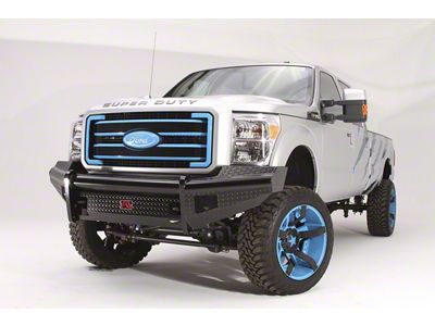 Fab Fours Black Steel Front Ranch Bumper with No Guard and Tow Hooks; Gloss Black (99-04 F-250 Super Duty)