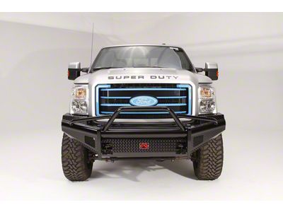 Fab Fours Black Steel Front Ranch Bumper with Pre-Runner Guard and Tow Hooks; Gloss Black (05-07 F-250 Super Duty)