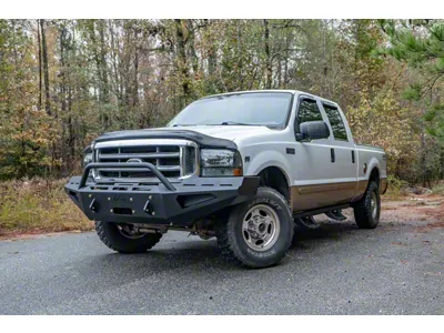 Fab Fours Red Steel Front Bumper with Pre-Runner Guard; Matte Black (99-04 F-250 Super Duty)