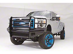 Fab Fours Black Steel Front Ranch Bumper with Full Guard and Tow Hooks; Gloss Black (99-04 F-350 Super Duty)