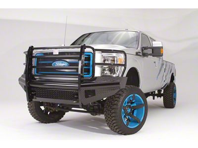 Fab Fours Black Steel Front Ranch Bumper with Full Guard and Tow Hooks; Gloss Black (99-04 F-350 Super Duty)