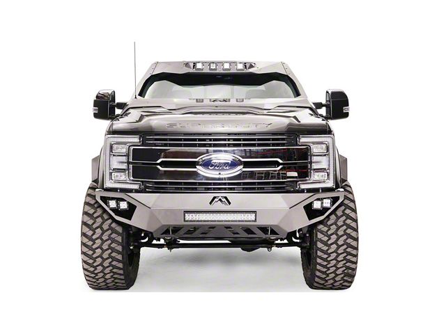 Fab Fours Open Fender Front Bumper with Pre-Runner Guard; Matte Black (17-22 F-350 Super Duty)