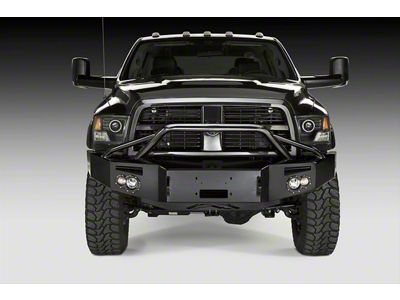 Fab Fours Premium Winch Front Bumper with Pre-Runner Guard; Pre-Drilled for Front Parking Sensors; Matte Black (13-18 RAM 1500, Excluding Rebel)