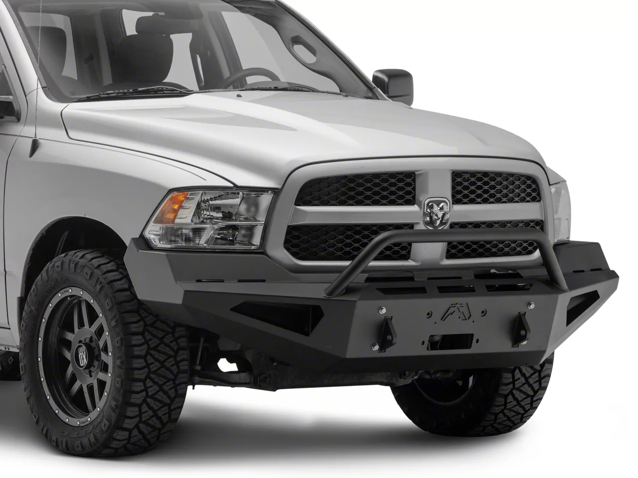 Fab Fours RAM 1500 Red Steel Front Bumper with Pre-Runner Guard; Matte ...