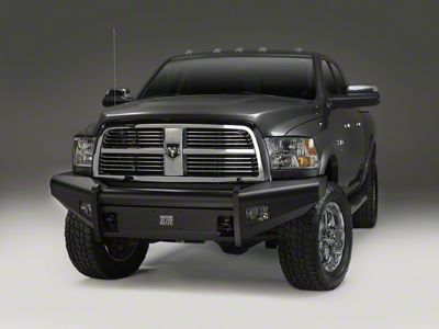 Fab Fours Black Steel Elite Front Bumper with No Guard and Tow Hooks; Matte Black (94-02 RAM 2500)