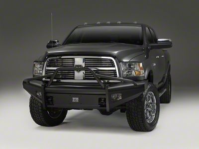 Fab Fours Black Steel Elite Front Bumper with Pre-Runner Guard and Tow Hooks; Matte Black (94-02 RAM 2500)