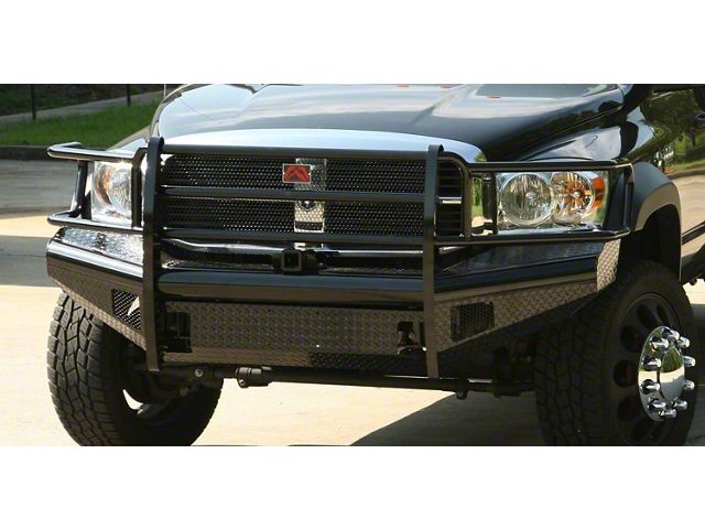 Fab Fours Black Steel Ranch Front Bumper with Full Guard; Matte Black (06-09 RAM 3500)