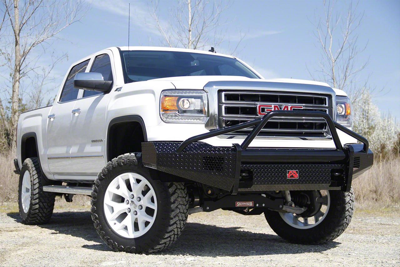 Fab Fours Sierra 1500 Black Steel Ranch Front Bumper with Pre-Runner ...