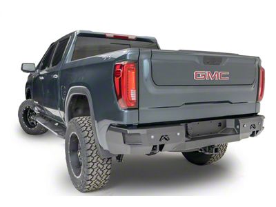 Fab Fours Premium Rear Bumper; Bare Steel (22-25 Sierra 1500 w/ Blind Spot Monitoring)