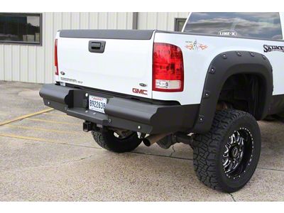 Fab Fours Black Steel Elite Ranch Rear Bumper; Matte Black (01-06 Sierra 2500 HD)