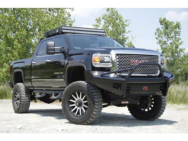 Fab Fours Black Steel Ranch Front Bumper with Pre-Runner Guard; Matte Black (15-19 Sierra 2500 HD)