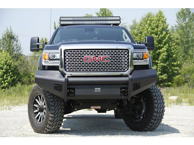 Fab Fours Black Steel Elite Front Bumper with No Guard; Matte Black (15-19 Sierra 3500 HD)