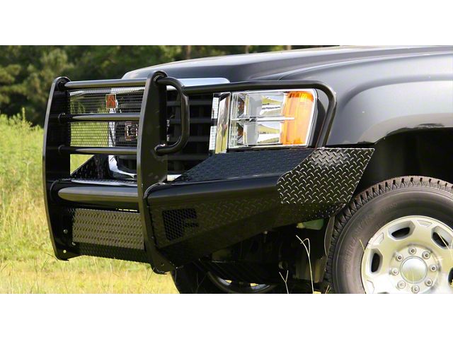 Fab Fours Black Steel Ranch Front Bumper with Full Guard; Matte Black (07-10 Sierra 3500 HD)