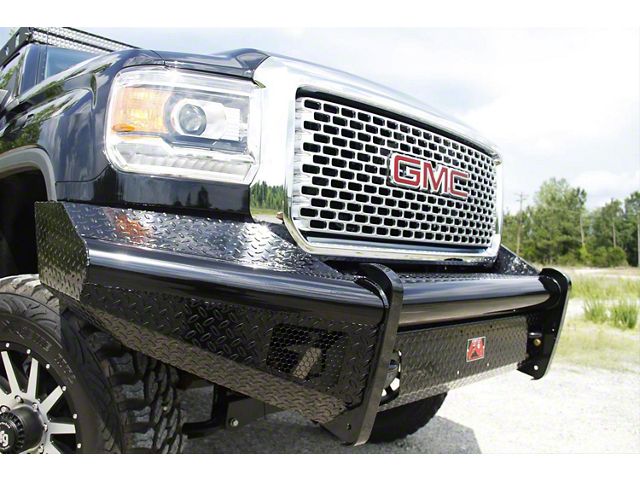 Fab Fours Black Steel Ranch Front Bumper with No Guard; Matte Black (07-10 Sierra 3500 HD)