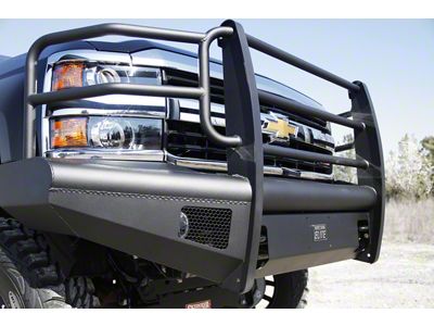 Fab Fours Black Steel Elite Front Bumper with Full Guard and Tow Hooks; Matte Black (03-06 Silverado 2500 HD)