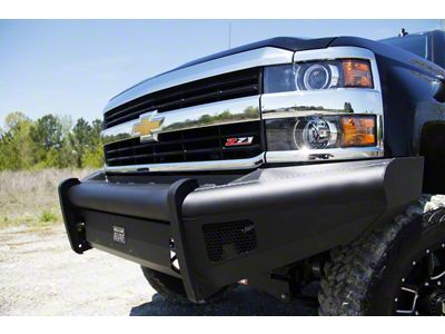 Fab Fours Black Steel Elite Front Bumper with No Guard and Tow Hooks; Matte Black (03-06 Silverado 2500 HD)