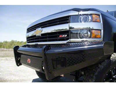 Fab Fours Black Steel Front Ranch Bumper with No Guard and Tow Hooks; Gloss Black (03-06 Silverado 2500 HD)