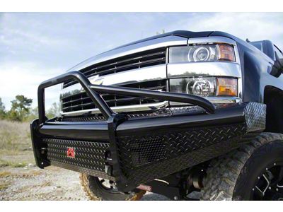 Fab Fours Black Steel Front Ranch Bumper with Pre-Runner Guard and Tow Hooks; Gloss Black (03-06 Silverado 2500 HD)