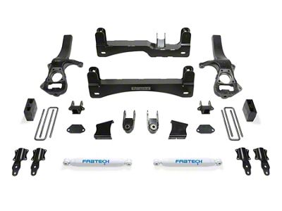 Fabtech 6-Inch Basic Suspension Lift Kit with Performance Shocks (19-24 2WD Silverado 1500 Crew Cab w/ 5.80-Foot Short Box, Excluding Trail Boss)