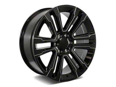Factory Style Wheels SLT Style Gloss Black Milled 6-Lug Wheel; 26x10; 31mm Offset (07-14 Yukon)