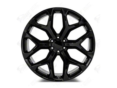 Factory Style Wheels Snowflake Style Gloss Black 6-Lug Wheel; 24x10; 30mm Offset (14-18 Sierra 1500)