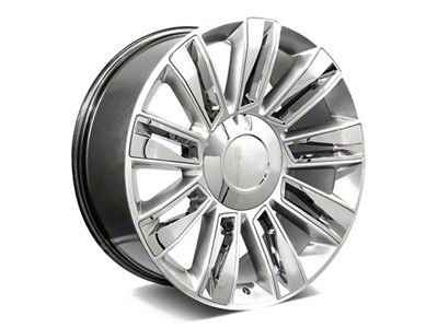 Factory Style Wheels Diamond Style Hyper Silver with Chrome Inserts 6-Lug Wheel; 24x9.5; 24mm Offset (15-20 Yukon)