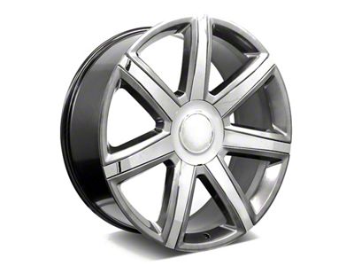 Factory Style Wheels Platinum Style Hyper Black with Chrome Inserts 6-Lug Wheel; 24x9.5; 24mm Offset (15-20 Yukon)