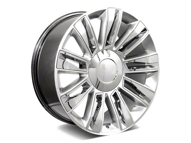 Factory Style Wheels Diamond Style Hyper Silver with Chrome Inserts 6-Lug Wheel; 24x9.5; 24mm Offset (19-24 Sierra 1500)
