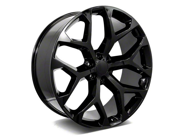 Factory Style Wheels Snowflake Style Gloss Black 6-Lug Wheel; 26x10; 31mm Offset (21-24 Yukon)