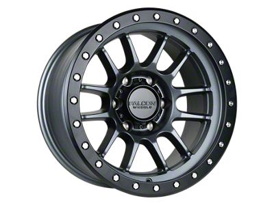 Falcon Wheels T7 Series Matte Gunmetal with Matte Black Ring 6-Lug Wheel; 17x9; 0mm Offset (19-23 Ranger)