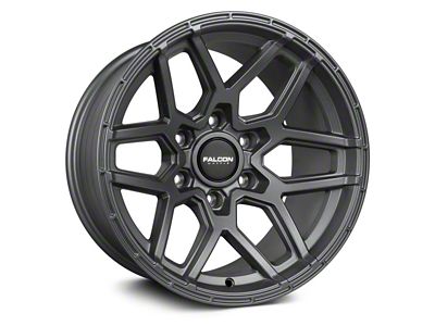 Falcon Wheels T9 Atlas Series Full Matte Gunmetal 6-Lug Wheel; 17x9; -25mm Offset (2024 Ranger)