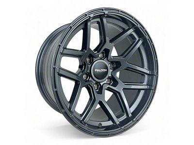 Falcon Wheels T9 Atlas Series Full Glossy Gunmetal 6-Lug Wheel; 17x9; -15mm Offset (2024 Ranger)