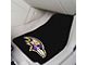 Carpet Front Floor Mats with Baltimore Ravens Logo; Black (Universal; Some Adaptation May Be Required)