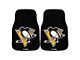 Carpet Front Floor Mats with Pittsburgh Penguins Logo; Black (Universal; Some Adaptation May Be Required)