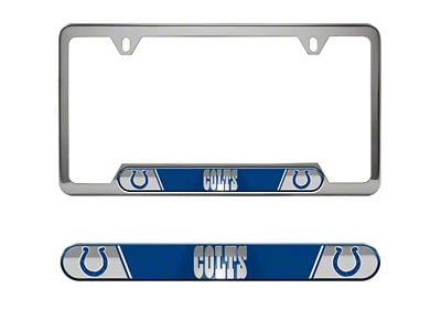 Embossed License Plate Frame with Indianapolis Colts Logo; Blue (Universal; Some Adaptation May Be Required)