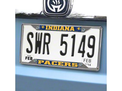 License Plate Frame with Indiana Pacers Logo; Chrome (Universal; Some Adaptation May Be Required)