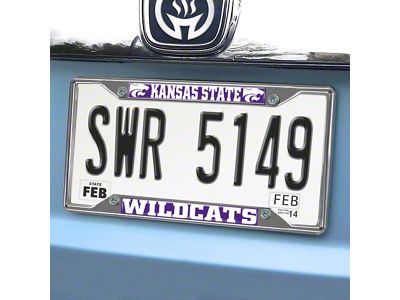 License Plate Frame with Kansas State University Logo; Purple (Universal; Some Adaptation May Be Required)