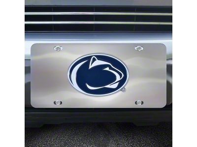 License Plate with Penn State University Logo; Stainless Steel (Universal; Some Adaptation May Be Required)