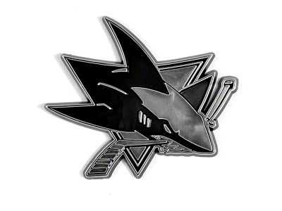 San Jose Sharks Molded Emblem; Chrome (Universal; Some Adaptation May Be Required)